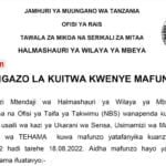 Call for SENSA Trainings at Mbeya District Council