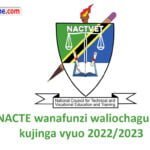 NACTE waliochaguliwa kujiunga na vyuo 2022
