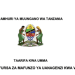 Fursa ya mafunzo ya uanagenzi kwa Vijana