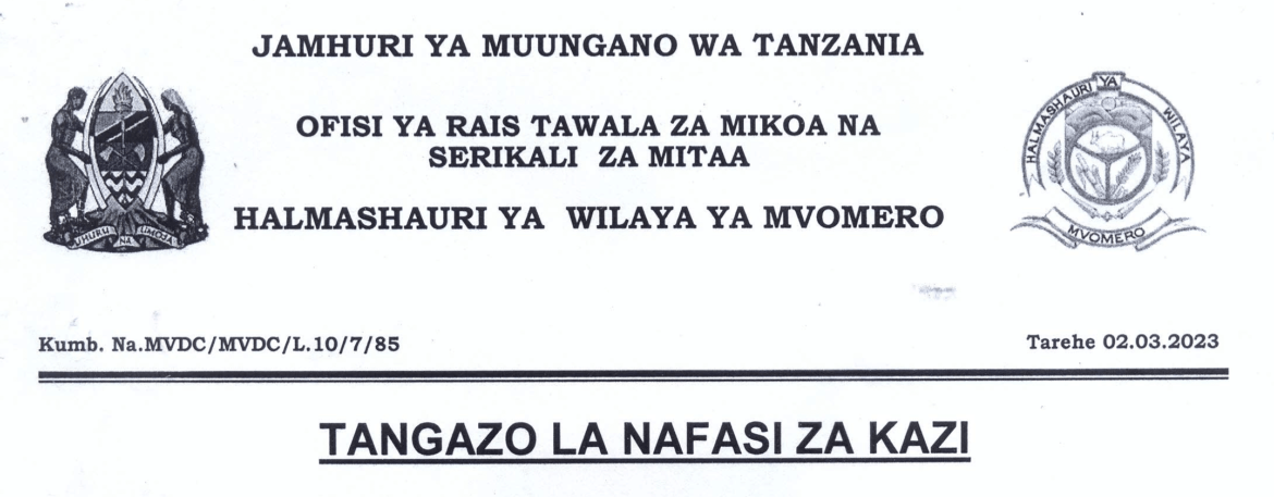 Governments Jobs at Mvomero District Council