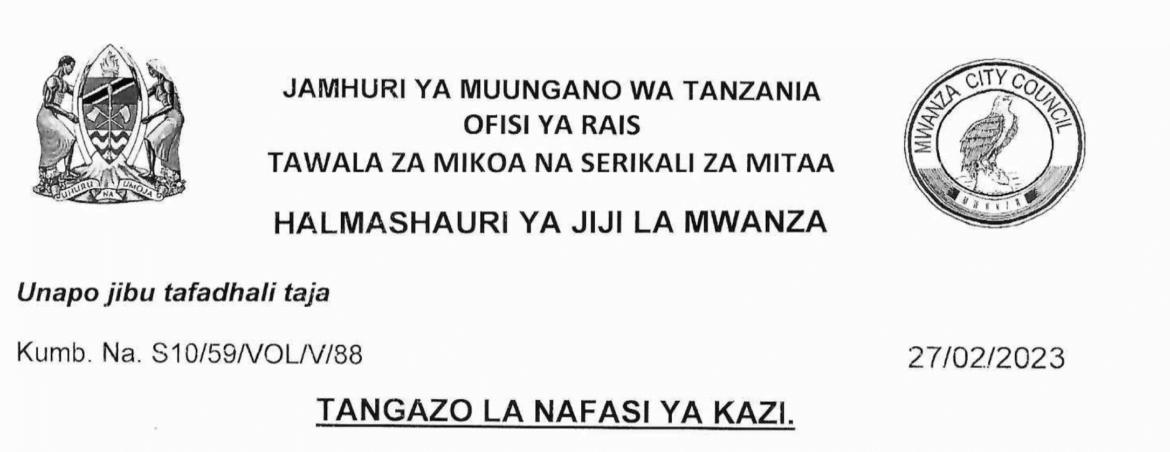 Government Jobs at Mwanza City council