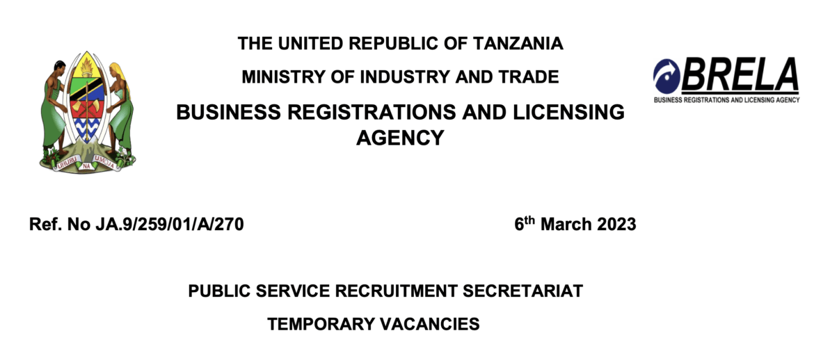 Temporal Jobs at BRELA Tanzania