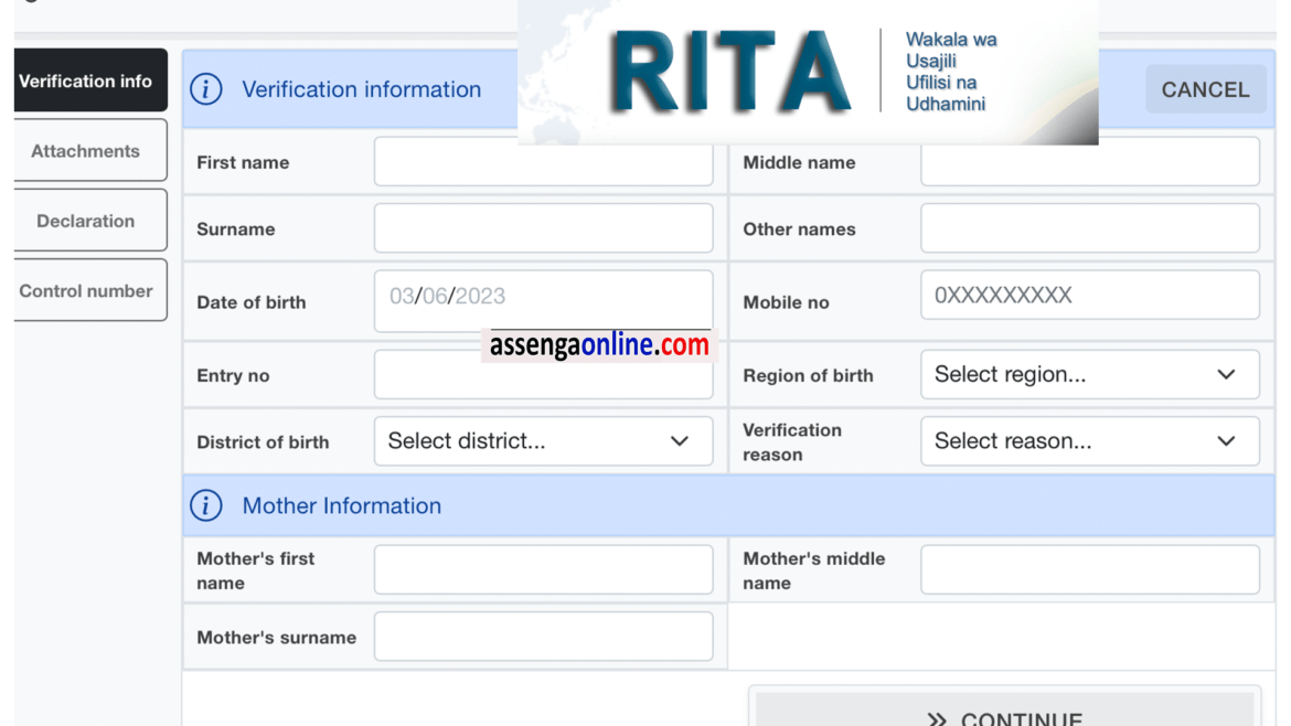 RITA uhakiki wa cheti cha kuzaliwa 2023