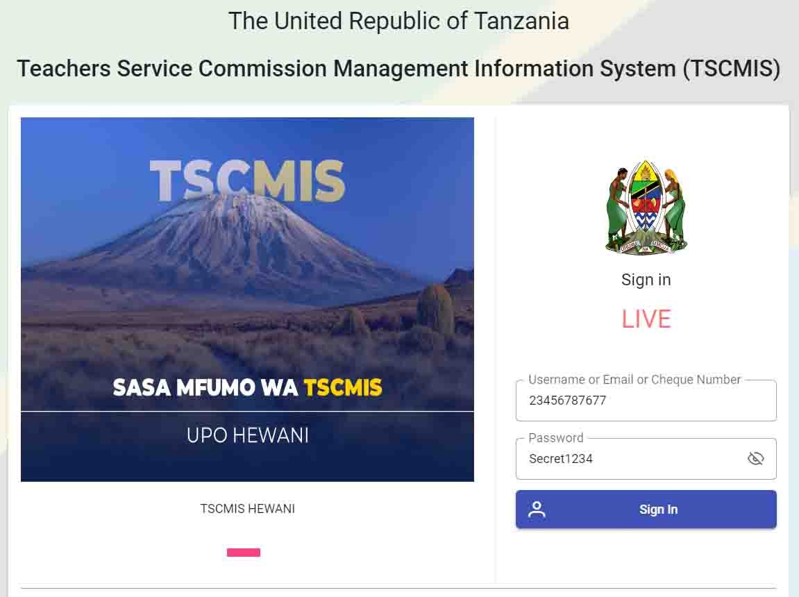 TSCMIS registration form