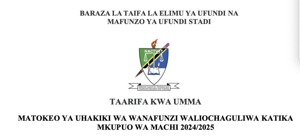 Wanafunzi waliochaguliwa vyuo vya kati 2024 March Intake