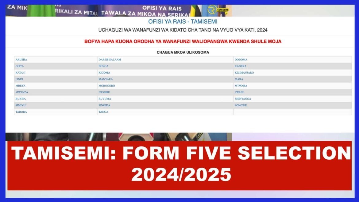 wanafunzi waliochaguliwa kidato cha tano 2024