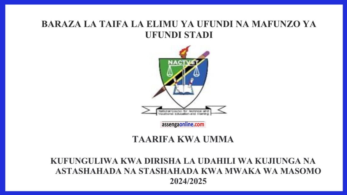 NACTE Dirisha la Maombi 2024/2025 limefungungulwa