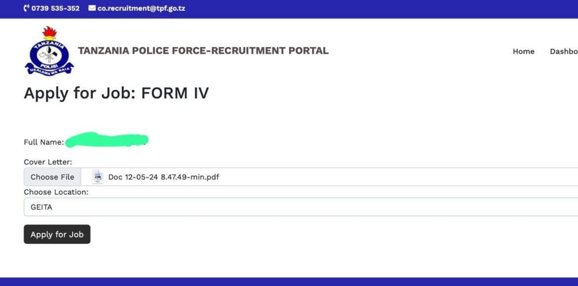 Mfano wa barua ya maombi ajira jeshi la polisi 2024