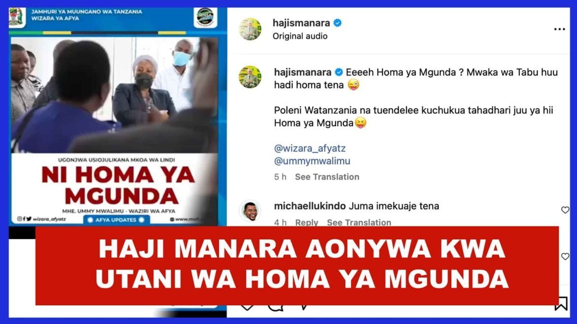 Manara acha kutumia Homa ya Mgunda kiutani