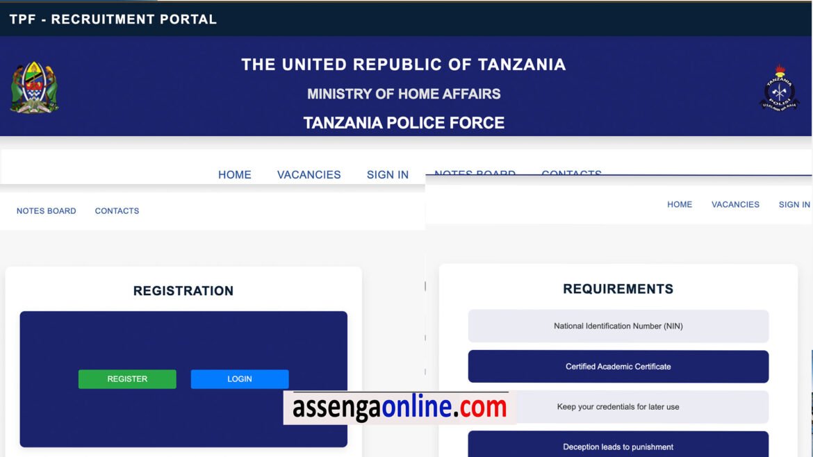 Tanzania Police Force (TPF) Recruitment Portal