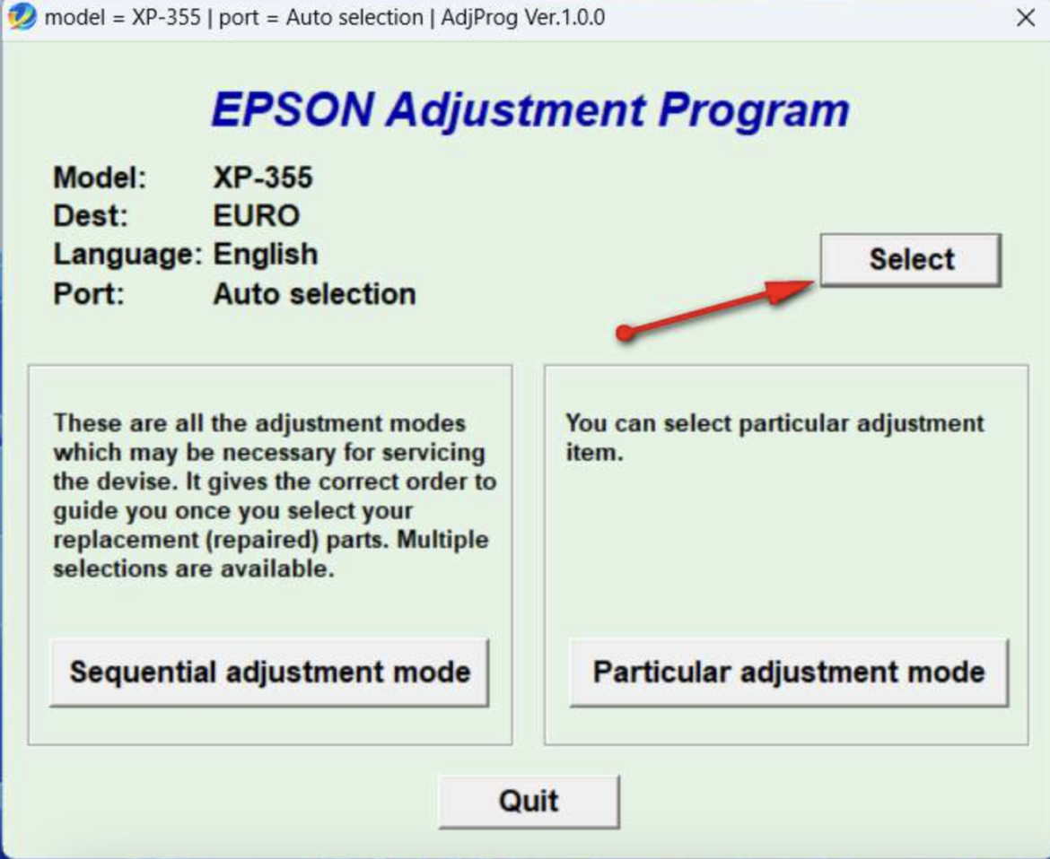 Epson Epson XP355 Resetter