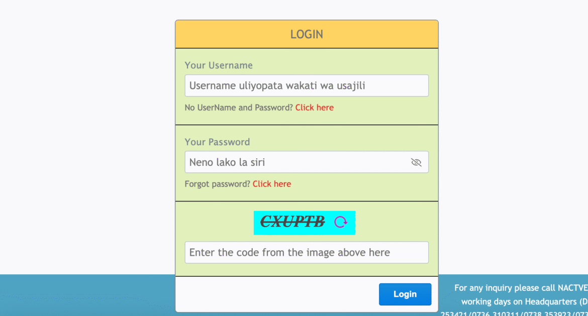 NACTE Online Application 2025/2026