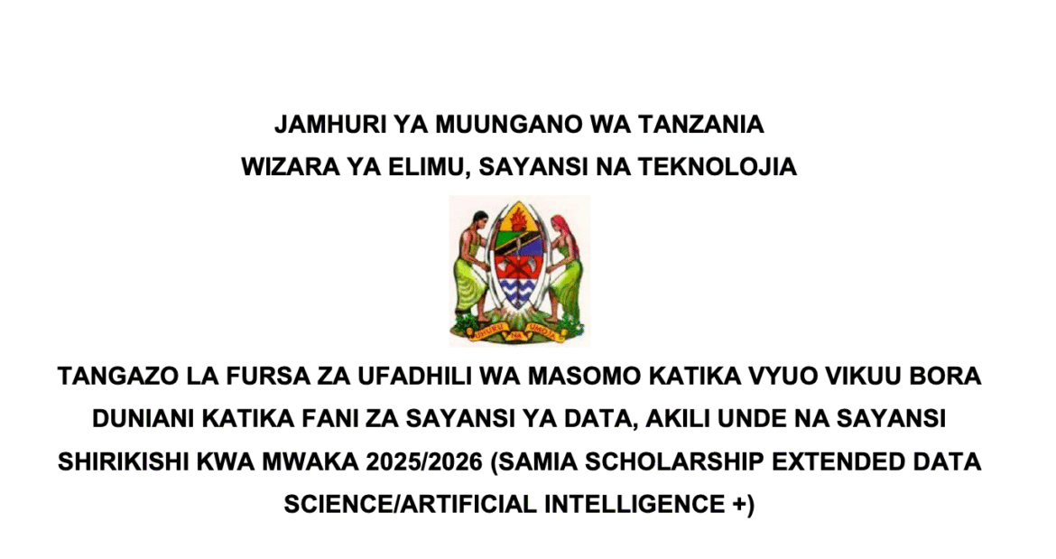 Apply Now: Samia Scholarship 2025/26 for Data Science, AI, and Cybersecurity Studies 🌍
