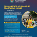 🎓 Russian State Scholarship 2026/2027 for Tanzanian Students — Apply Now!