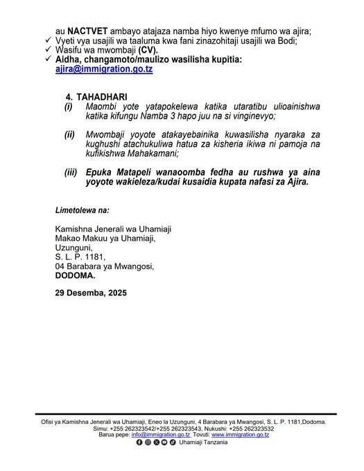 Tangazo la Nafasi za ajira UHAMIAJI 2026 11 G9SPg6 WEAE7JzM