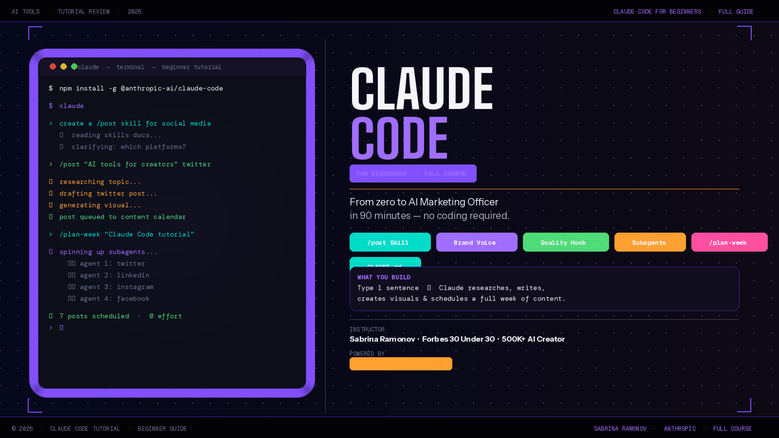 Claude Code for Beginners: What Sabrina Ramonov's Ultimate Tutorial Teaches You (And Why It Works)
