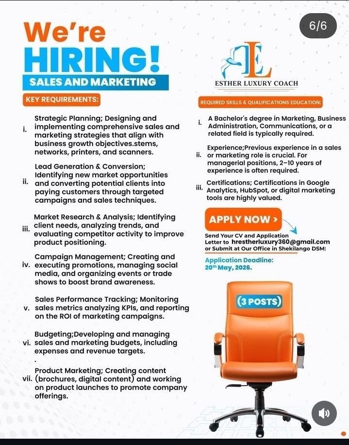 Sales and Marketing at Esther Luxury Coach
