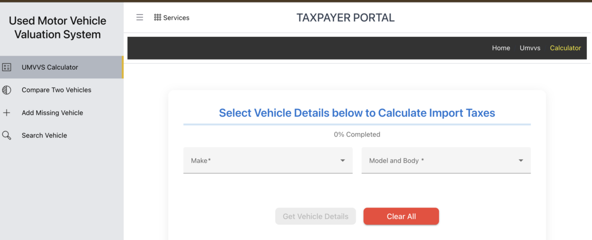 TRA Used Motor Vehicle Valuation System 2026