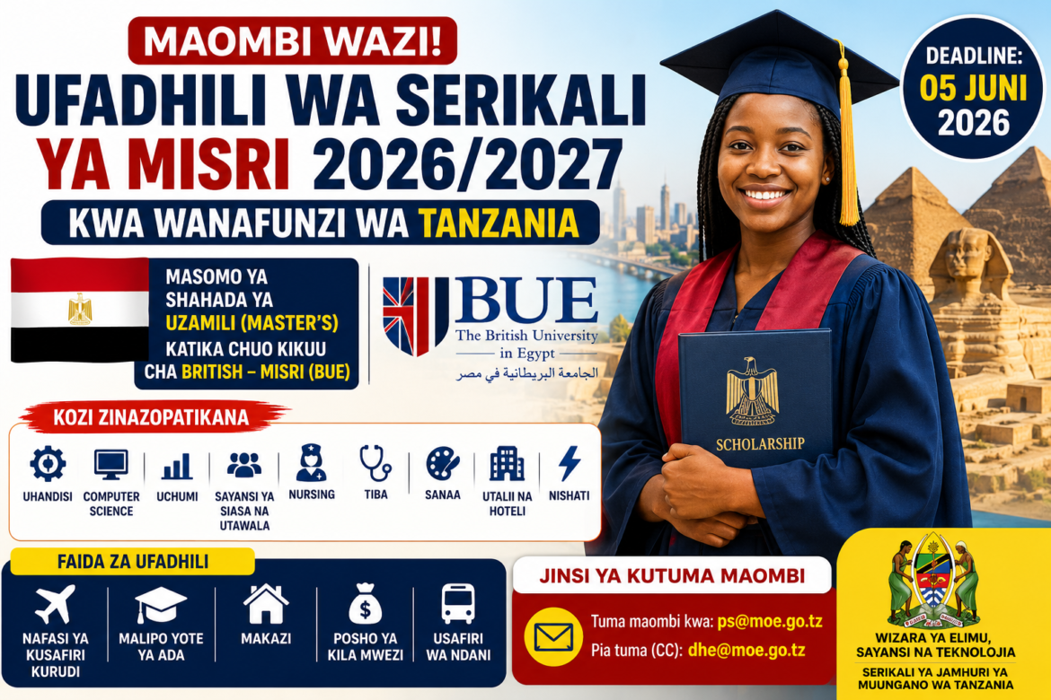 Egypt Government Scholarships 2026/2027 for Tanzanian Students – Fully Funded Master’s Degree Opportunities