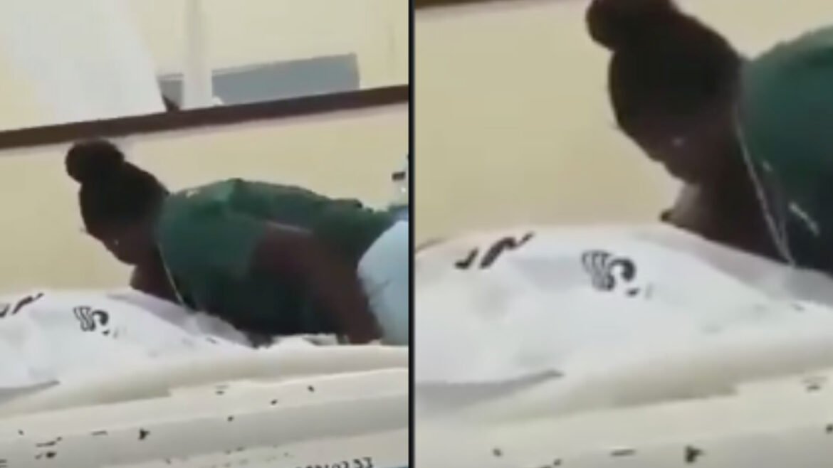 Video footage from an undisclosed hospital captures moment an on-duty nurse romantically kissed an admitted patient.